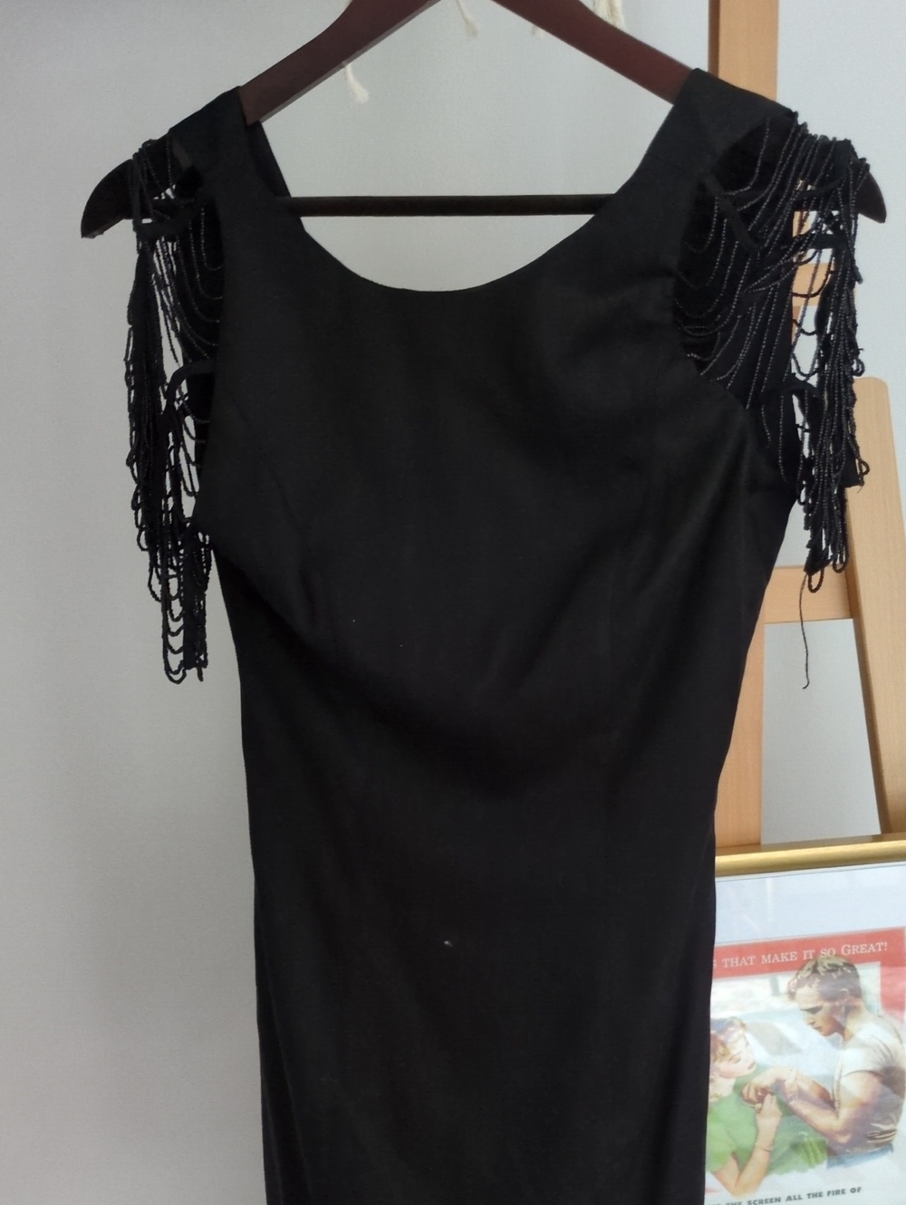 Black Beaded Fringe Sleeve Evening Dress - Elegant Women's Cocktail Dress